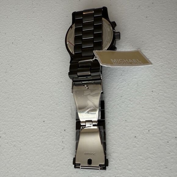 Michael Kors Men’s Oversized Runway Black Round Case Stainless Steel Watch 45mm - Picture 5 of 6